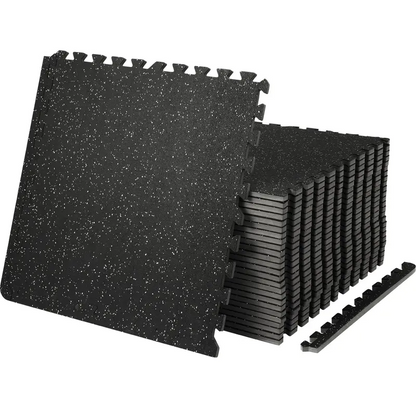25-Piece 1/2" Thick Gym Floor Mats – 24" x 24" Interlocking EVA Foam Workout Flooring with Durable Rubber Top, Waterproof Exercise Puzzle Mats for Home Gym, Garage, Basement, Fitness Room & Workout Areas, 100 Sq. Ft. Coverage