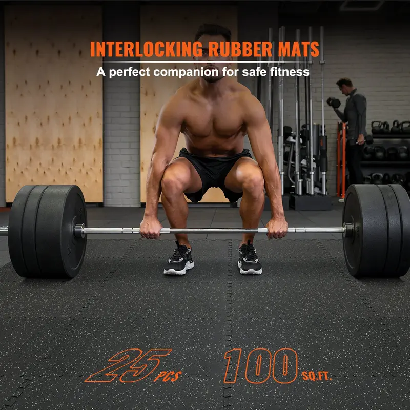 25-Piece 1/2" Thick Gym Floor Mats – 24" x 24" Interlocking EVA Foam Workout Flooring with Durable Rubber Top, Waterproof Exercise Puzzle Mats for Home Gym, Garage, Basement, Fitness Room & Workout Areas, 100 Sq. Ft. Coverage