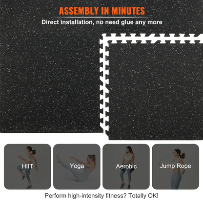 25-Piece 1/2" Thick Gym Floor Mats – 24" x 24" Interlocking EVA Foam Workout Flooring with Durable Rubber Top, Waterproof Exercise Puzzle Mats for Home Gym, Garage, Basement, Fitness Room & Workout Areas, 100 Sq. Ft. Coverage