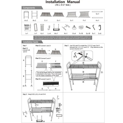 Over Sink Dish Drying Rack – 1 & 2 Tier Kitchen Counter Organizer with Space-Saving Metal Storage Design