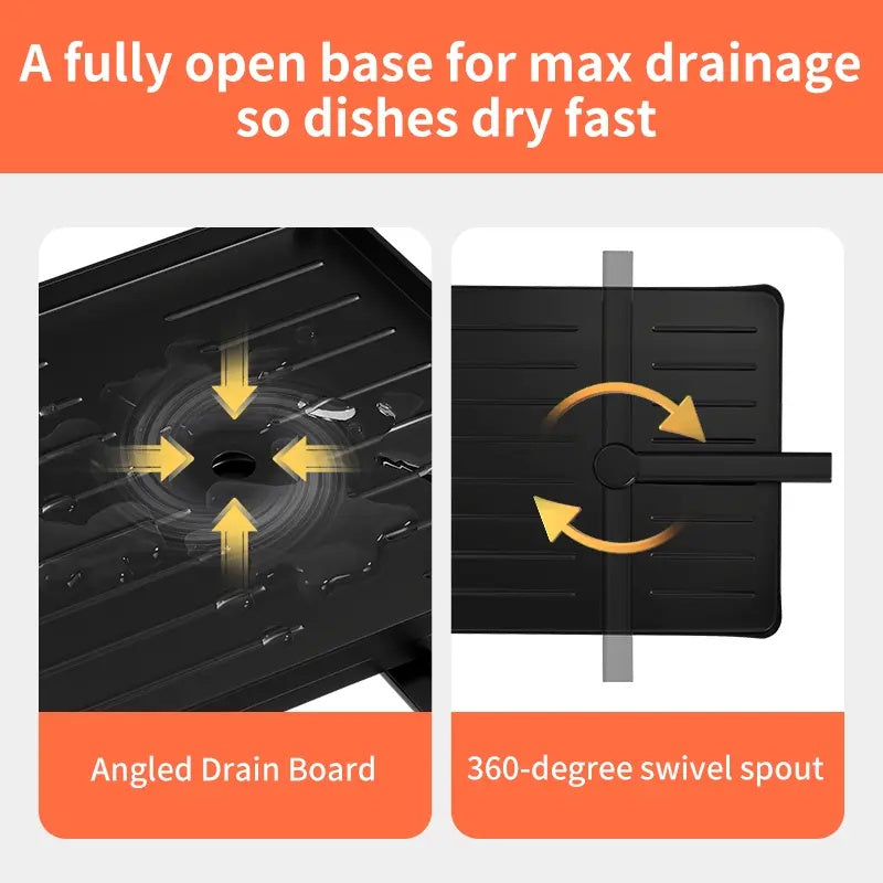 Foldable Over Sink Dish Drying Rack – 2-Tier Kitchen Organizer with Utensil Holder & Cup Storage