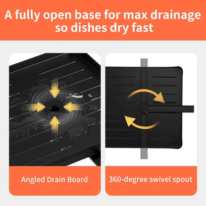 Foldable Over Sink Dish Drying Rack – 2-Tier Kitchen Organizer with Utensil Holder & Cup Storage